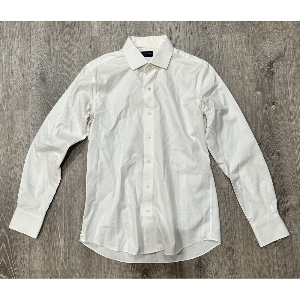 PROPER CLOTH Shirt Mens Medium White Solid Business Preppy Casual Dress Shirt‎